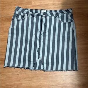 White Birch Black and Gray Striped Mini Skirt